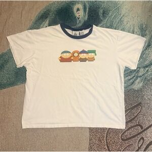 Vintage South Park Early 2000's Comedy Central White Graphic Tee Shirt Mens M
